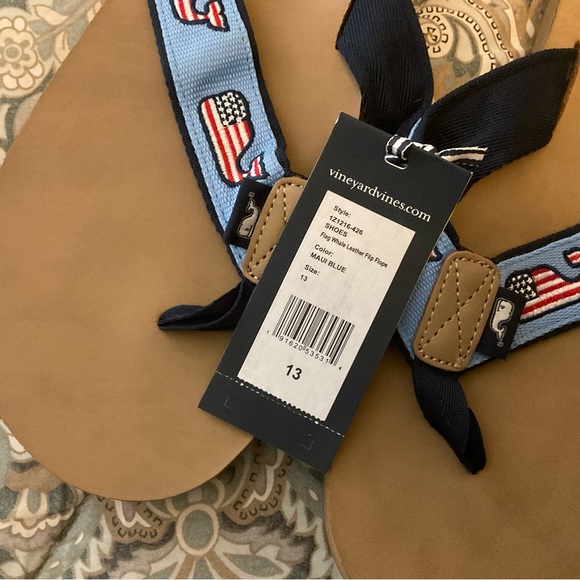 New Vineyard Vines Leather Flip Flops Men’s Sz 13 main image 8